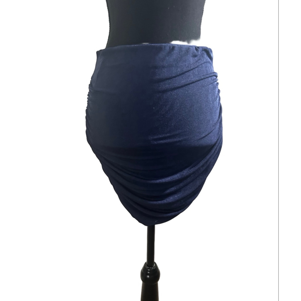 Women’s Ruched Navy Blue Mini Skirt | Chaser Skate Skirt, Size S